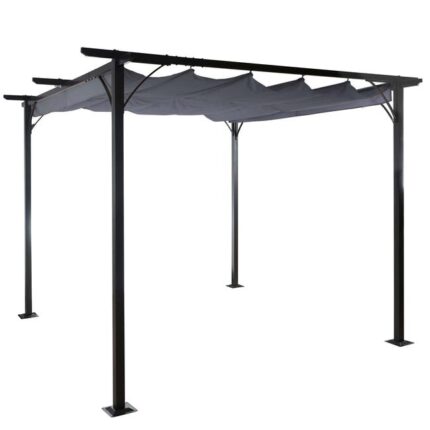 Pergola gazebo de jardin cadre stable 6cm + toit ouvrant 3,5x3,5m gris 04_0004113