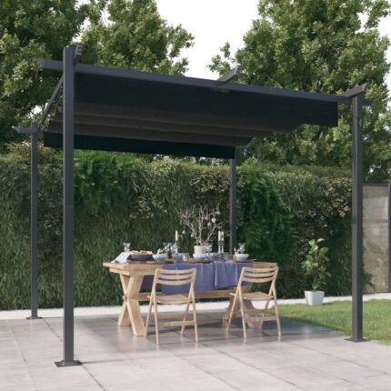 The Living Store - Tonnelle de jardin avec toit rétractable 3x3 m Anthracite