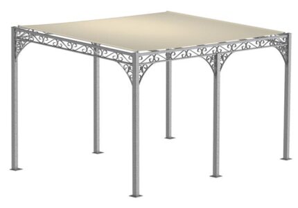 ELEO Sardegna pergola luxueuse résistante à l'hiver | Avec voile d'ombrage | rectangulaire galvanisé à chaud 3 x 4 m | Tonnelle pour votre terrasse