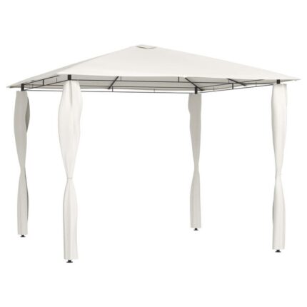 The Living Store - Belvédère avec revêtement de poteaux 3x3x2,6 m Crème 160 g/m²