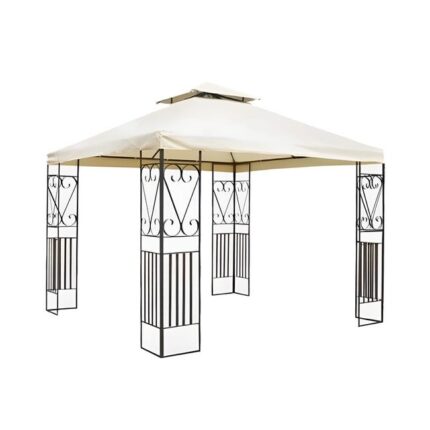 Gazebo en acier peint avec bâche de jardin écru 300x300 cm 200h