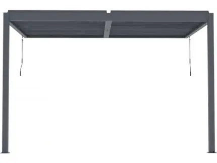 Pergola bioclimatique adossée avec led "Windsor" - 3 x 4 m - Anthracite