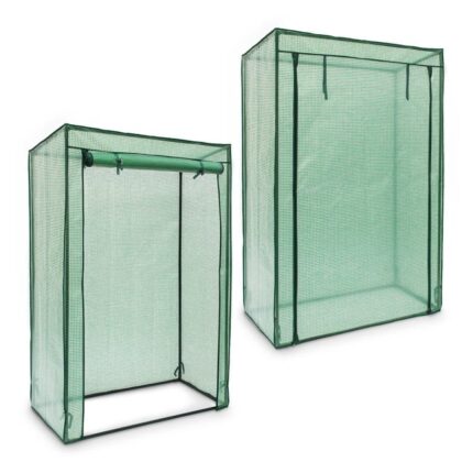 2x Serres de jardin à tomates Tente pour plantes Protection des légumes Toit 150 x 100 x 50 cm, en PE, vert