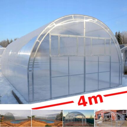 Serre Master 4x16m avec arceaux en treillis et couverture en polycarbonate alvéolaire 6mm