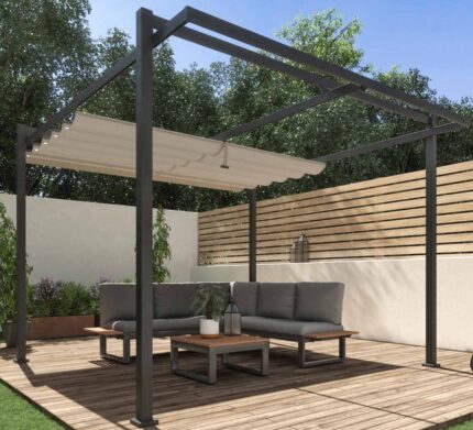 Pergola autoportante NATERIAL Equinox acier / aluminium gris anthracite, 11.46 m