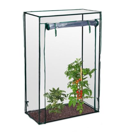 Relaxdays Serre de jardin tomate, balcon, protection, bâche, HLP 150x100x50 cm, acier, PVC, transparent