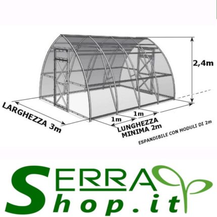 Serre tunnel premium 3x8m avec couverture en polycarbonate alvéolaire 4mm