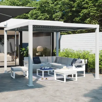 Pergola bioclimatique autoportante NATERIAL Clima aluminium blanc, 9.69 m²