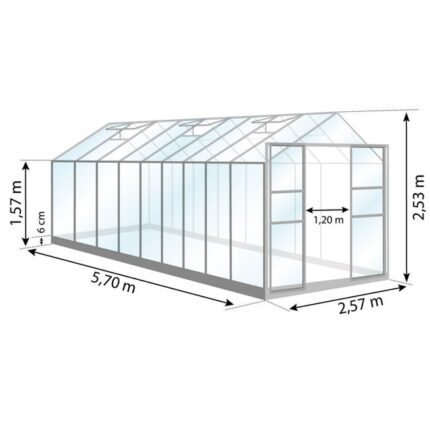 Serre fixe en verre trempé Laurus uranus, 14.5 m² LAMS
