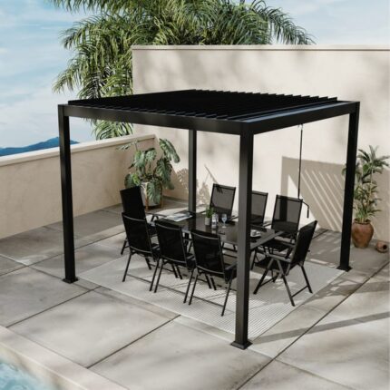 Pergola bioclimatique en acier 3x3m BANES