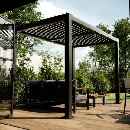 Pergola bioclimatique autoportante NATERIAL Clima aluminium gris, 5.08 m²