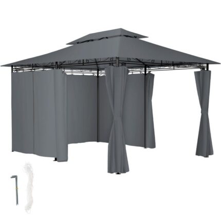 TECTAKE Pavillon de jardin 4 x 3 m Tissu déperlant