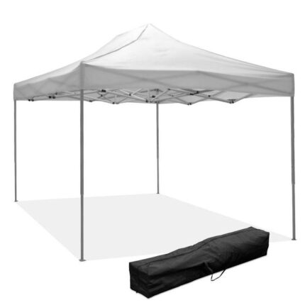 Gazébo pliable pliable 3 X 4,5 Blanc recouvert de PVC imperméable