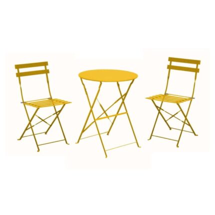 Ensemble Guéridon de jardin Cuba Ø 60 cm - miel + 2 Chaises pliante Cuba