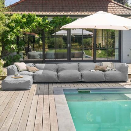 Canapé d'angle modulable 6 places gris, Mixi - Oviala