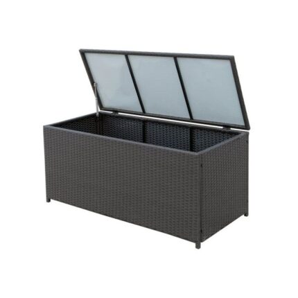 Coffre de Rangement de Jardin en Résine Tressée Marron