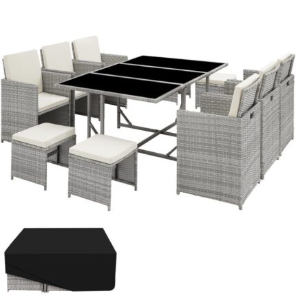 TECTAKE Salon de jardin Pour 6 à 10 personnes Résistant aux UV