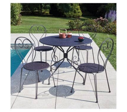 CASABLANCA - Ensemble table et chaises de jardin - 4 places - Anthracite