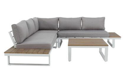 Salon bas Capri 5p en bois composite et aluminium blanc