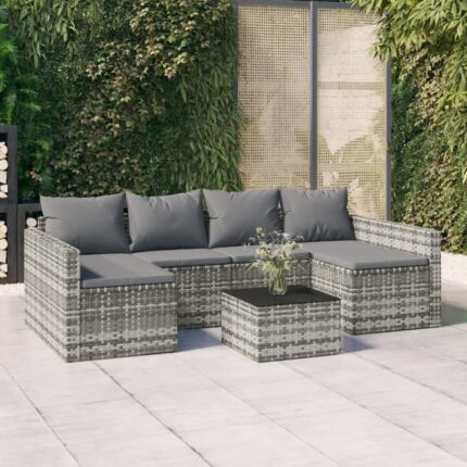 Salon de jardin 2 pcs avec coussins Gris Résine tressée vidaXL