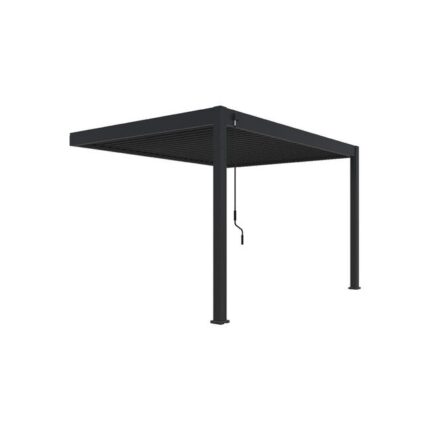 Pergola bioclimatique adossée anthracite - 300 x 400 x H. 258 cm
