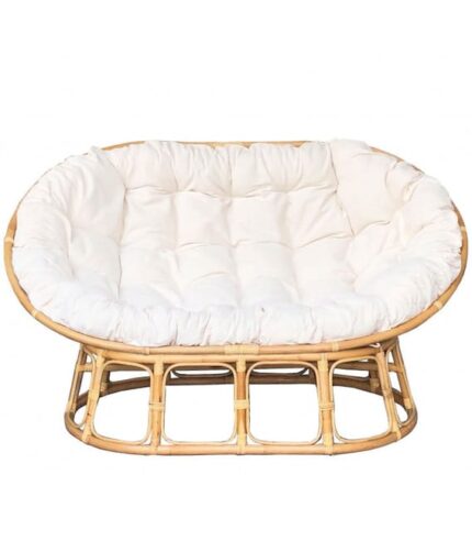 Hconforxl-Canapé papasan en rotin avec coussin beige 172X109X100CM