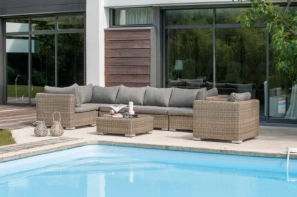 Salon bas de jardin résine marron Montmartre PARIS GARDEN, 6 personnes