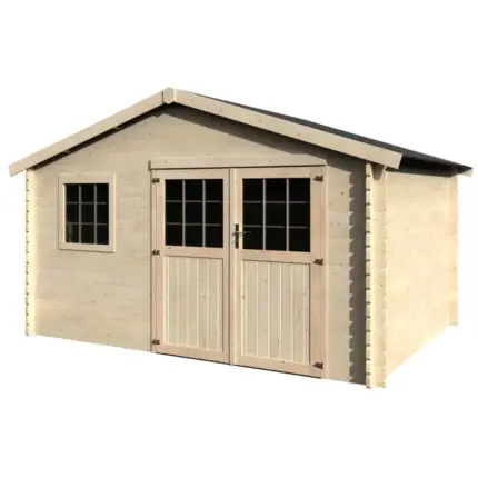 Abri de jardin bois Torcal - 10,14 m² - 3.98x2.98 m - Ep. 34 mm - Couleur : naturel - Décor et Jardin