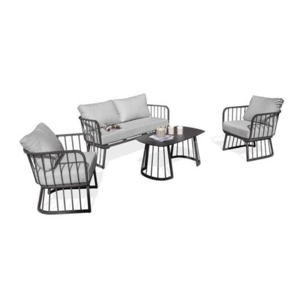 Salon bas de jardin APOLINE 4 places en alu gris anthracite - DCB GARDEN - APOLLINE-S2-ANTH