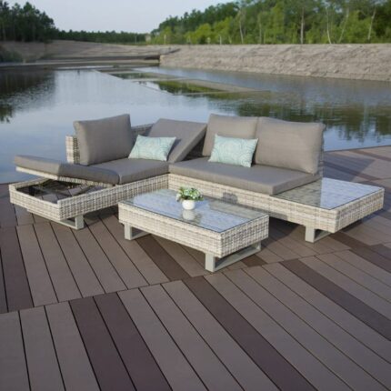 Salon de Jardin Inclinable en Résine Tressée - 5 Places SKYLANTERN