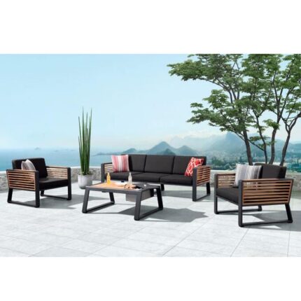 Salon De Jardin En Aluminium Et En Teck - Cofy Bis