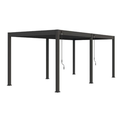 Pergola bioclimatique autoportante anthracite - 300 x 600 x H. 258 cm