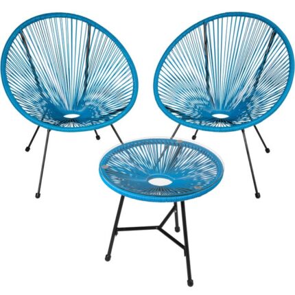 TECTAKE Ensemble de 2 chaises de jardin avec table Design rétro dans le style acapulco Résistant aux UV