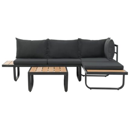 Canapé d'angle de jardin，Canapé d'extérieur，Banquette，Sofa de jardin à 2 places avec coussins Aluminium WPC CFW14717