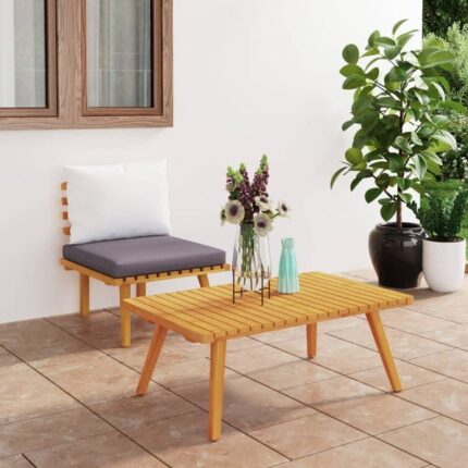 Salon de jardin 2 pcs avec coussins Bois d'acacia solide vidaXL