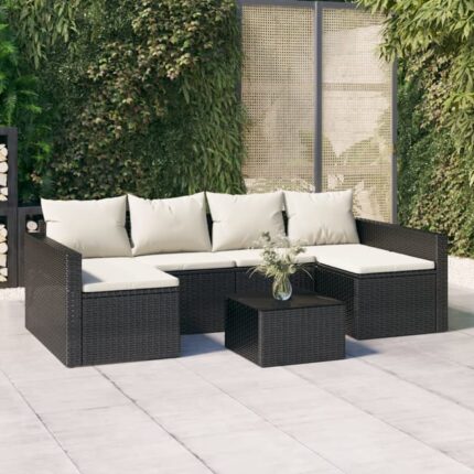 Salon de jardin 2 pcs avec coussins Noir Résine tressée vidaXL
