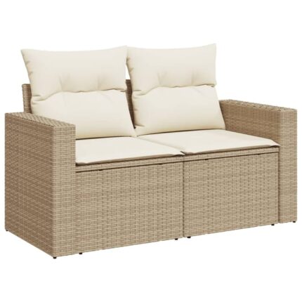 Canapé de jardin，Canapé d'extérieur，Banquette，Sofa de jardin avec coussins 2 places beige résine tressée CFW95278