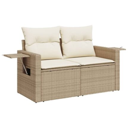 Canapé de jardin，Canapé d'extérieur，Banquette，Sofa de jardin avec coussins 2 places beige résine tressée CFW65629