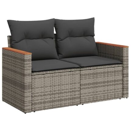 Canapé de jardin，Canapé d'extérieur，Banquette，Sofa de jardin 2 places avec coussins gris résine tressée CFW62861