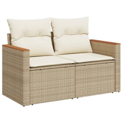 Canapé de jardin，Canapé d'extérieur，Banquette，Sofa de jardin avec coussins 2 places beige résine tressée CFW48990