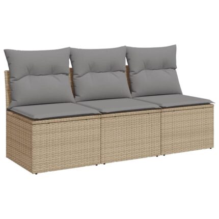 Canapé de jardin，Canapé d'extérieur，Banquette，Sofa de jardin avec coussins 3 places beige résine tressée CFW99838