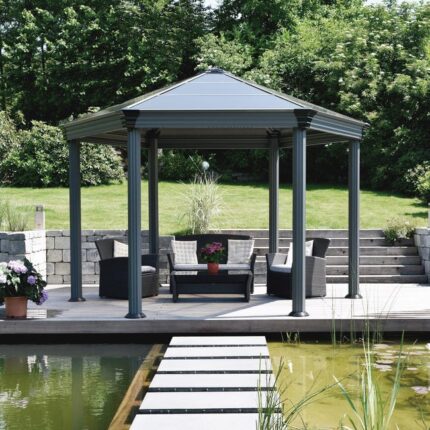 Tonnelle autoportante ouverte ROMA 11.2 m², aluminium et polycarbonate, PALRAM