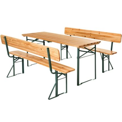 TECTAKE Table de jardin pliante avec bancs Ensemble de tente d'extérieur 3 pièces