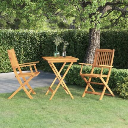 Ensemble à manger de jardin pliable 3 pcs Bois d'acacia solide vidaXL