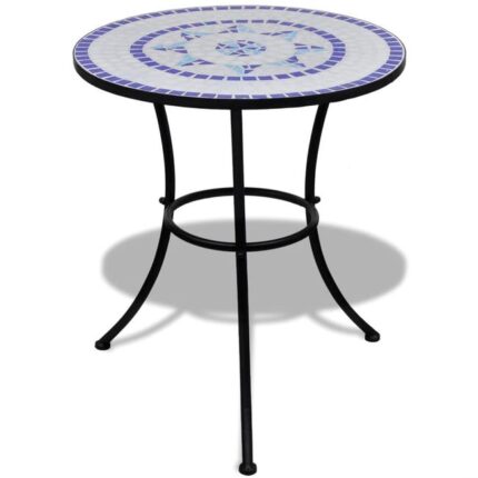 Mobilier de bistro 3 pcs | Salon de jardin Carreaux céramiques Bleu et blanc CFW31498