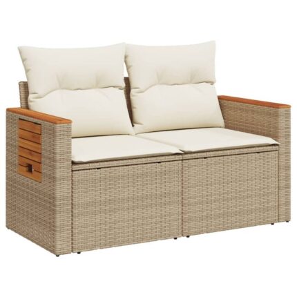 Canapé de jardin，Canapé d'extérieur，Banquette，Sofa de jardin avec coussins 2 places beige résine tressée CFW73938
