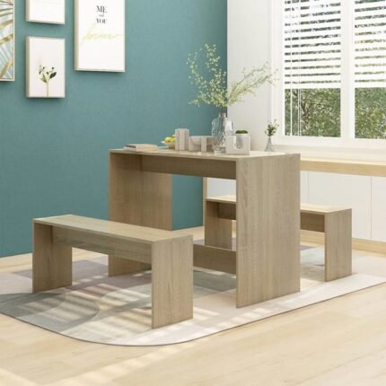 Ensemble de salle à manger 3 pcs | Salon repas de jardin | Mobilier de salle à manger Chêne sonoma Aggloméré760256