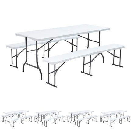Table et bancs pliants 8 places - Lot de 5