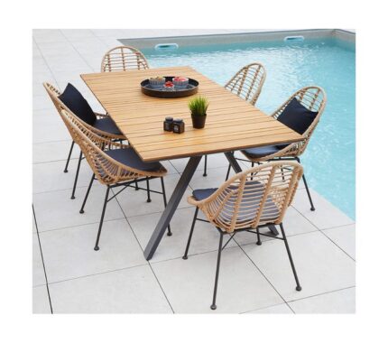 CINCINNATI USHUAIA - Ensemble table et chaises de jardin - 6 places