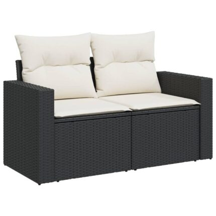 Canapé de jardin，Canapé d'extérieur，Banquette，Sofa de jardin avec coussins 2 places noir résine tressée CFW12726